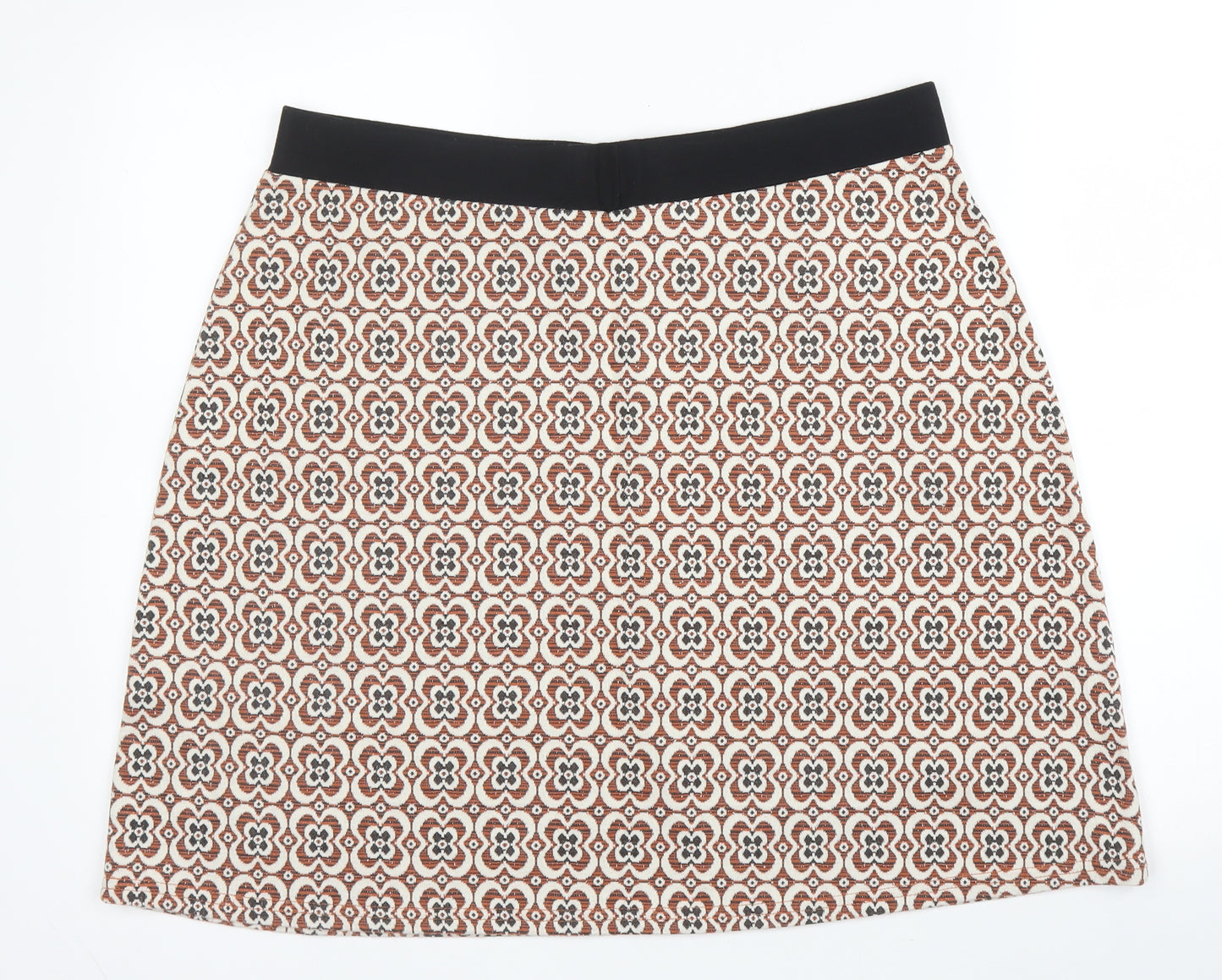 Dorothy Perkins Womens Beige Floral Cotton A-Line Skirt Size 16