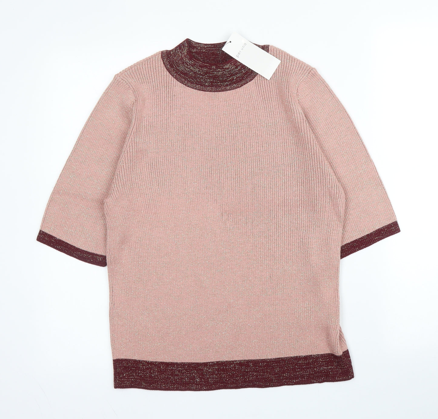 M&S Womens Purple Mock Neck  Acrylic Pullover Jumper Size 16