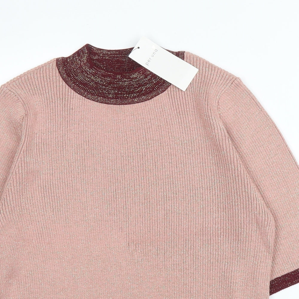 M&S Womens Purple Mock Neck  Acrylic Pullover Jumper Size 16