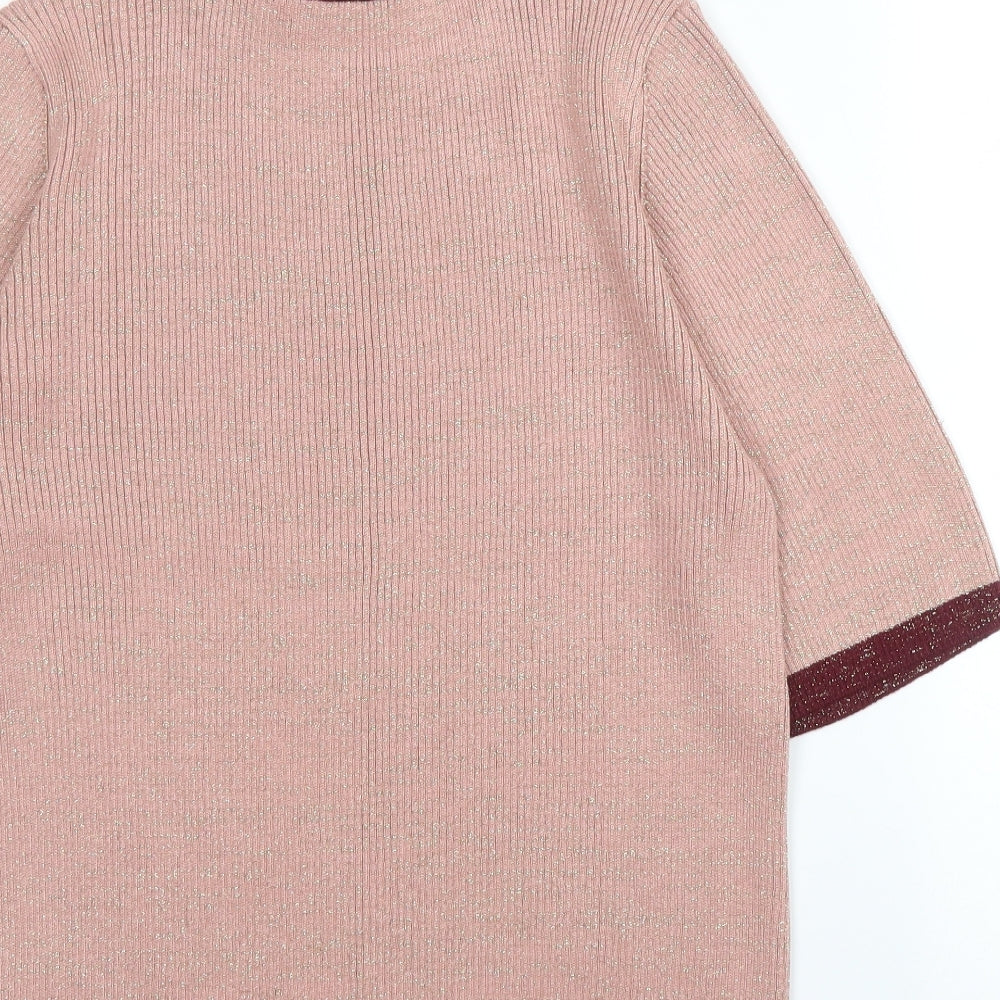 M&S Womens Purple Mock Neck  Acrylic Pullover Jumper Size 16
