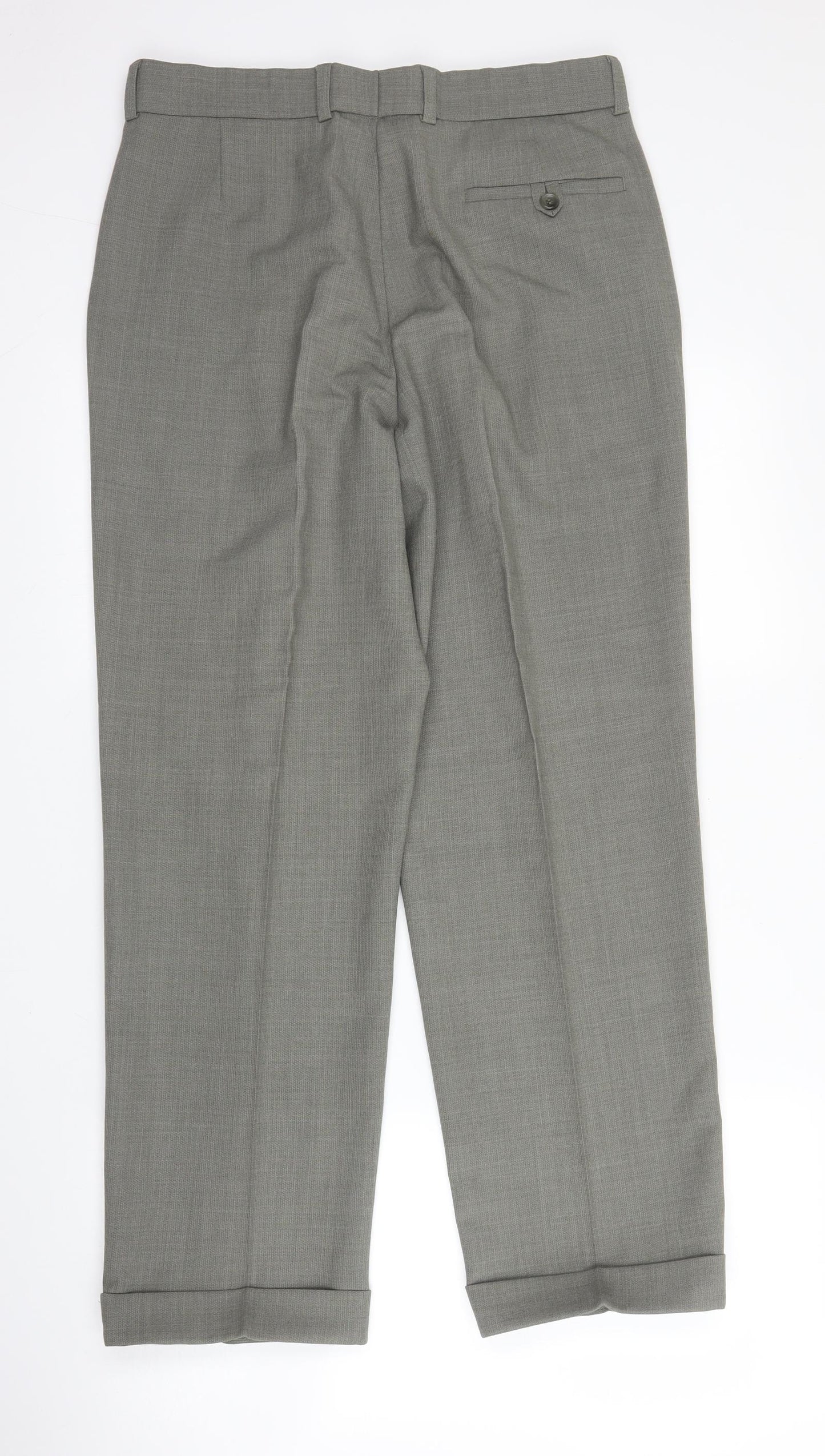 St Michael Mens Grey  Wool Trousers  Size 32 in L29 in Regular Zip