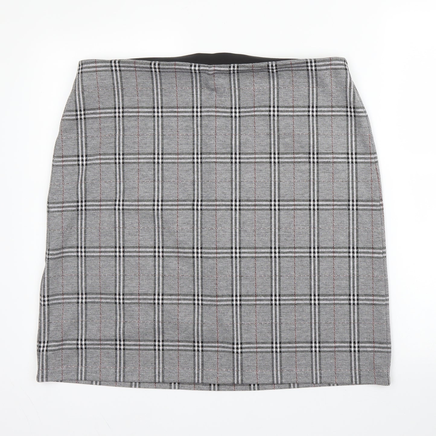 M&S Womens Grey Plaid Viscose Straight & Pencil Skirt Size 16