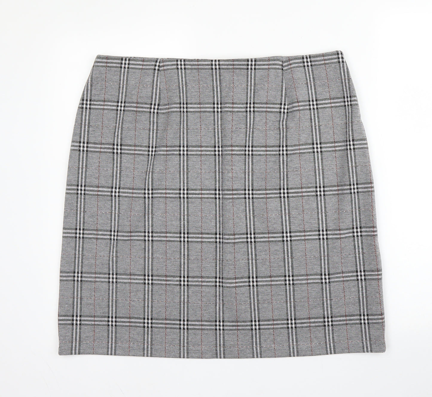 M&S Womens Grey Plaid Viscose Straight & Pencil Skirt Size 16