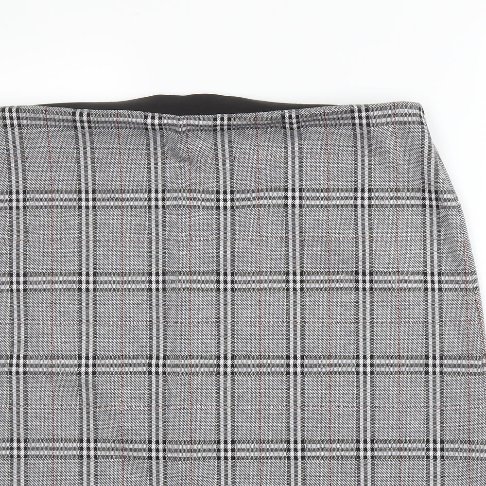 M&S Womens Grey Plaid Viscose Straight & Pencil Skirt Size 16