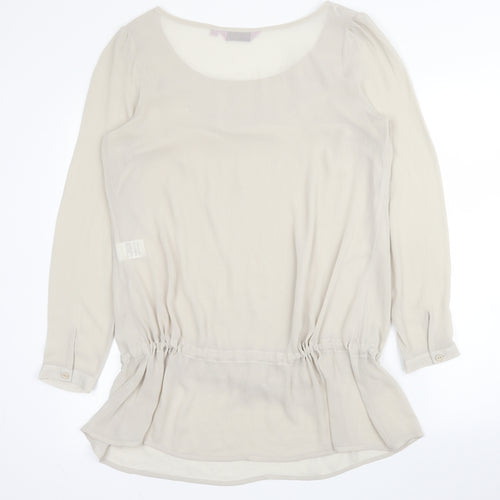 Epilogue Womens Beige  Polyester Basic Blouse Size 10 Round Neck