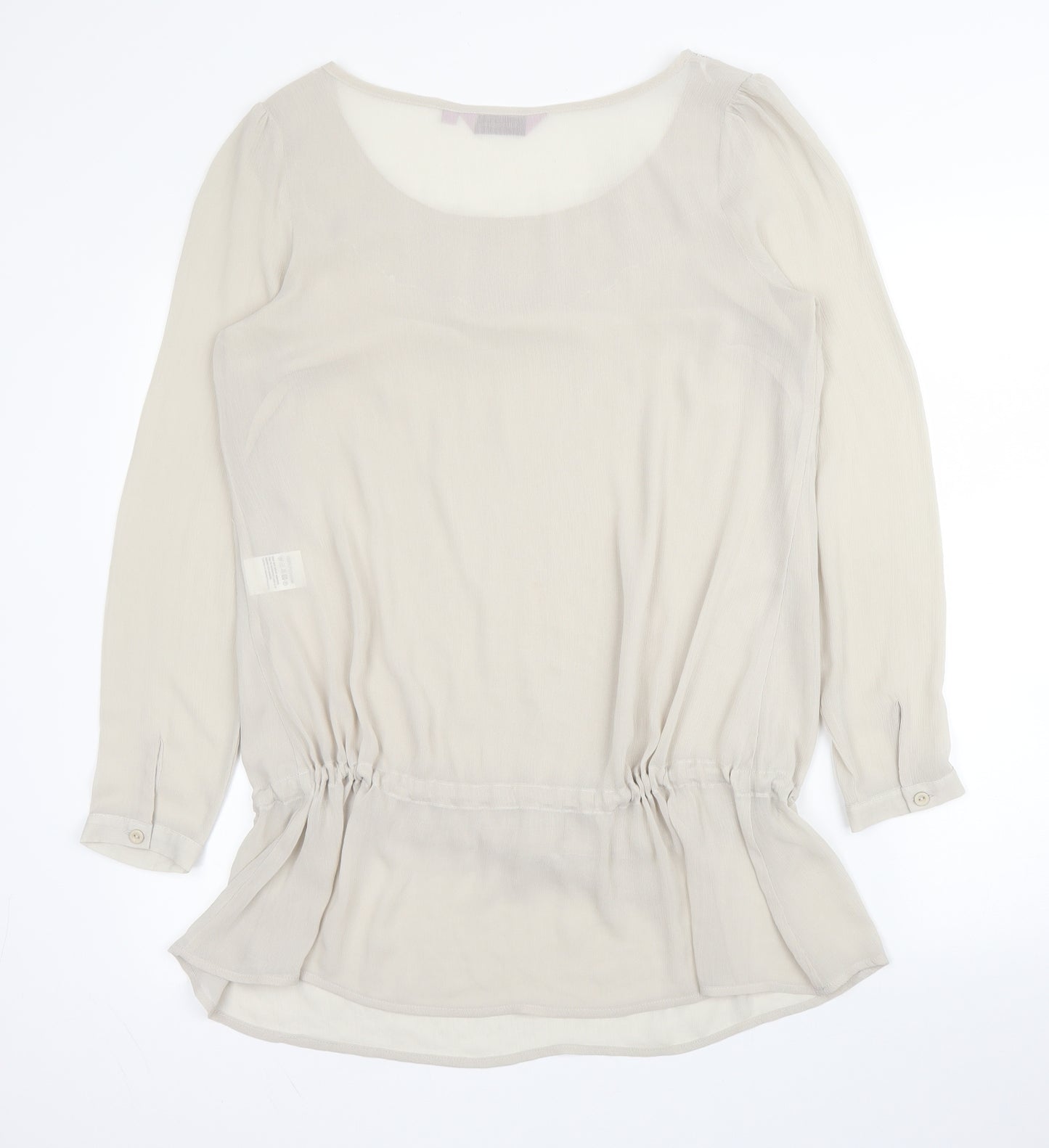 Epilogue Womens Beige  Polyester Basic Blouse Size 10 Round Neck