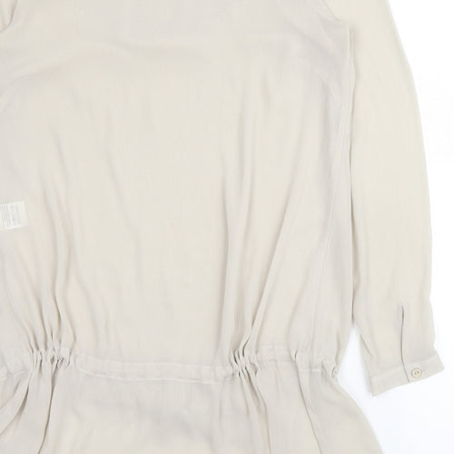 Epilogue Womens Beige  Polyester Basic Blouse Size 10 Round Neck