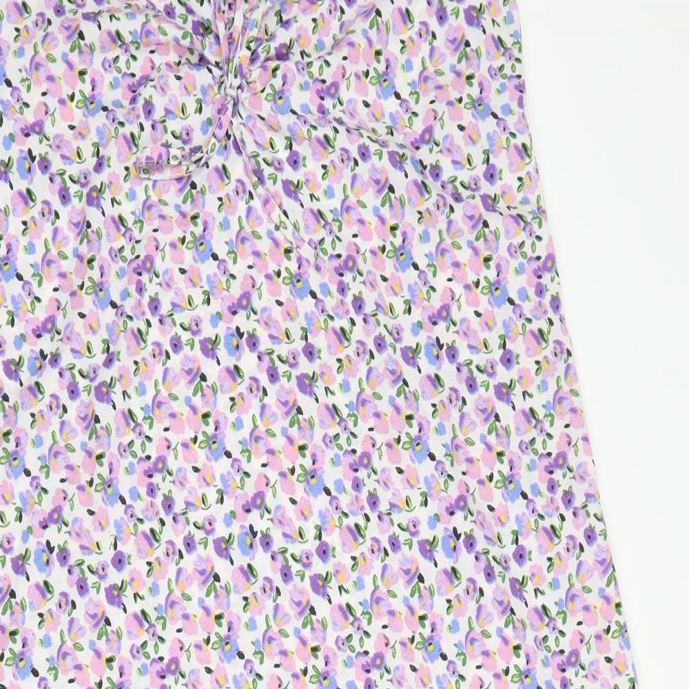 Wednesday's Girl Womens Purple Fair Isle Polyester Shift  Size 14  V-Neck