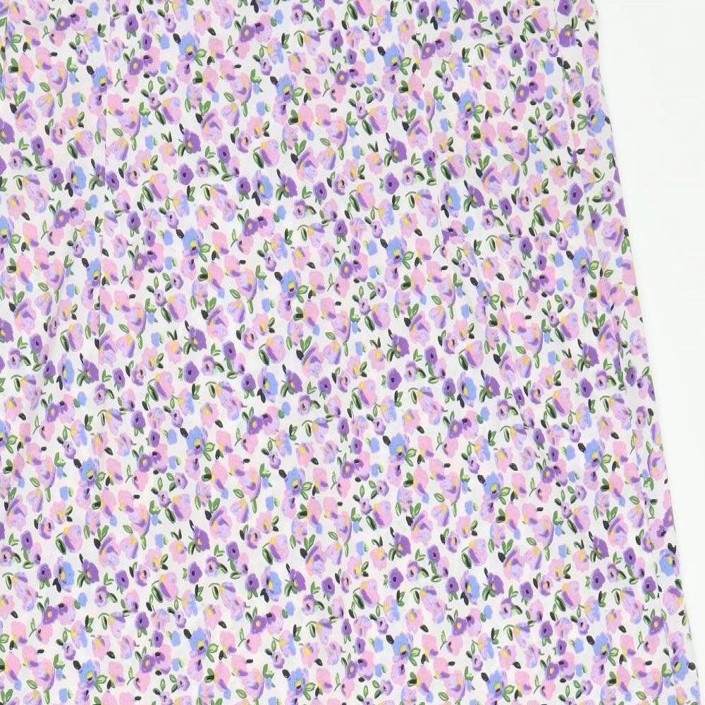 Wednesday's Girl Womens Purple Fair Isle Polyester Shift  Size 14  V-Neck