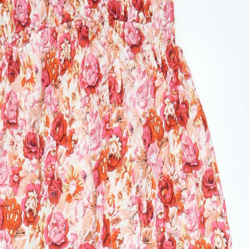 Missguided Womens Pink Floral Polyester Maxi  Size 14  Off the Shoulder