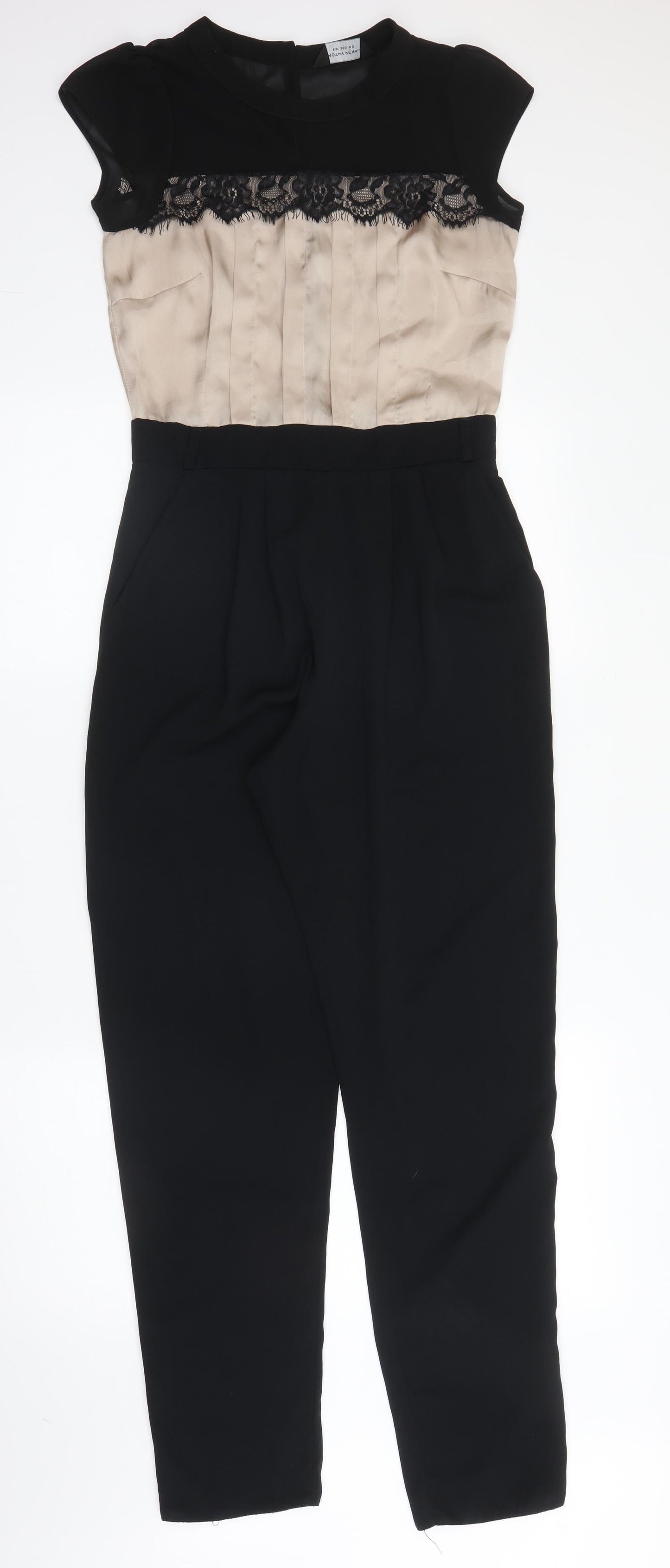 Dorothy Perkins Womens Black  Polyester Jumpsuit One-Piece Size 8 L28 in Button