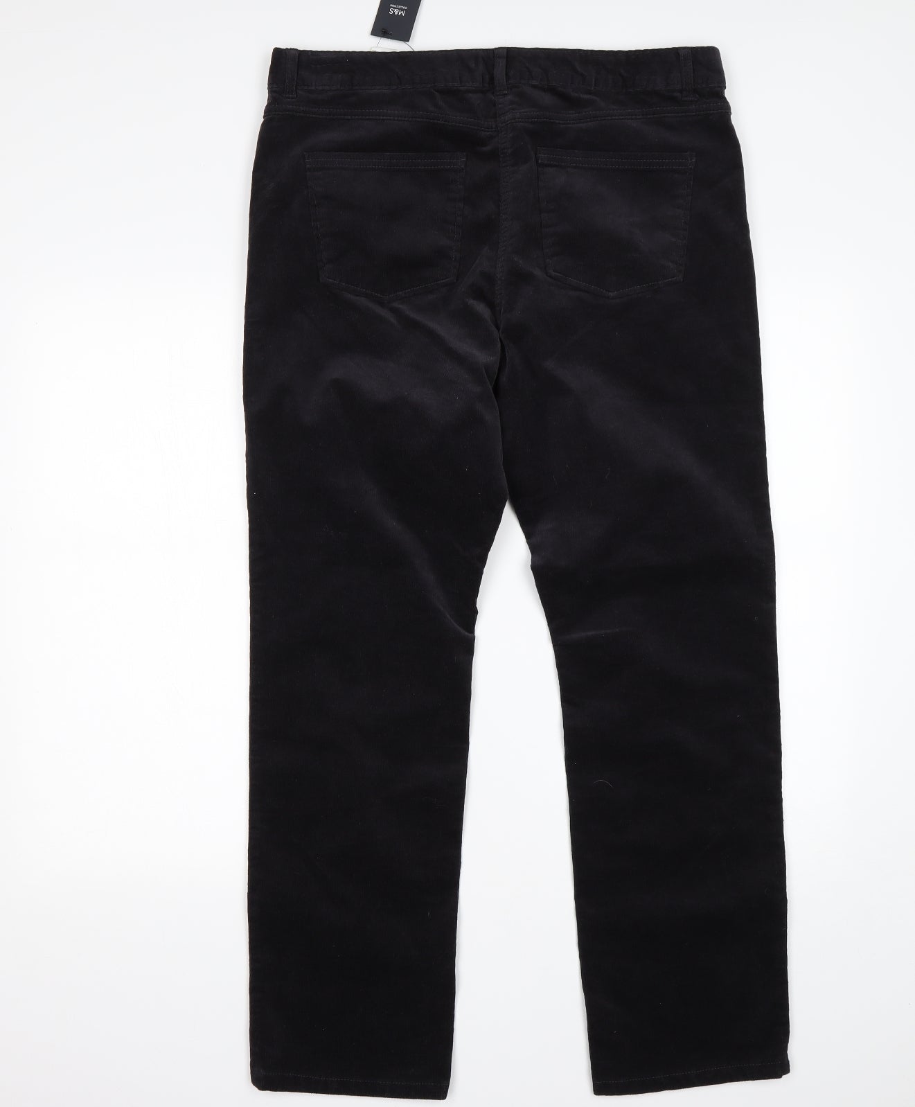 M&S Womens Black  Cotton Chino Trousers Size 14 L28 in Regular