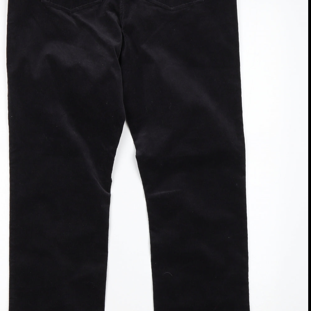 M&S Womens Black  Cotton Chino Trousers Size 14 L28 in Regular