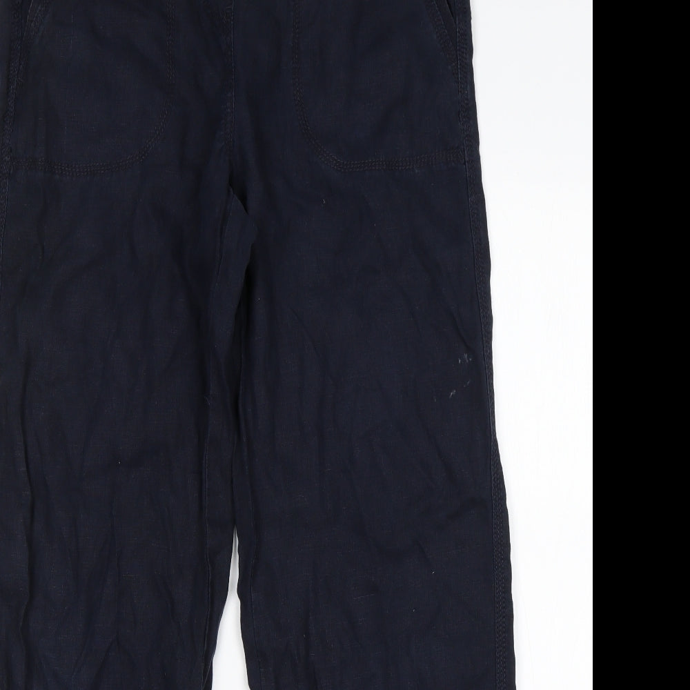 M&S Womens Blue  Flax Chino Trousers Size 12 L31 in Regular