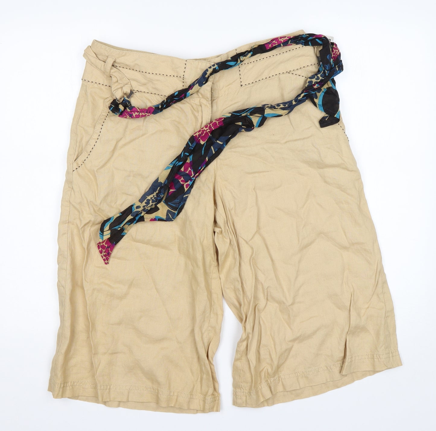NEXT Womens Beige  Linen Chino Shorts Size 12 L15 in Regular