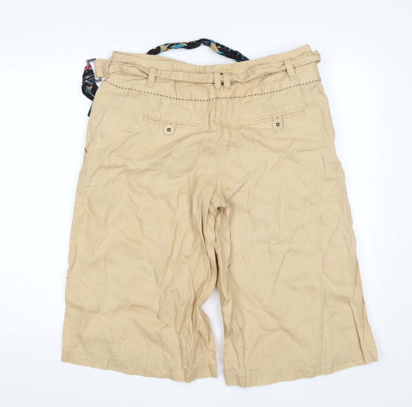 NEXT Womens Beige  Linen Chino Shorts Size 12 L15 in Regular
