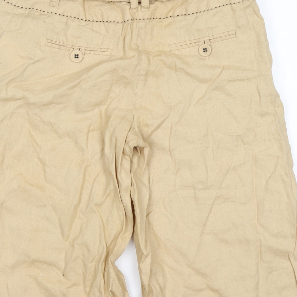 NEXT Womens Beige  Linen Chino Shorts Size 12 L15 in Regular