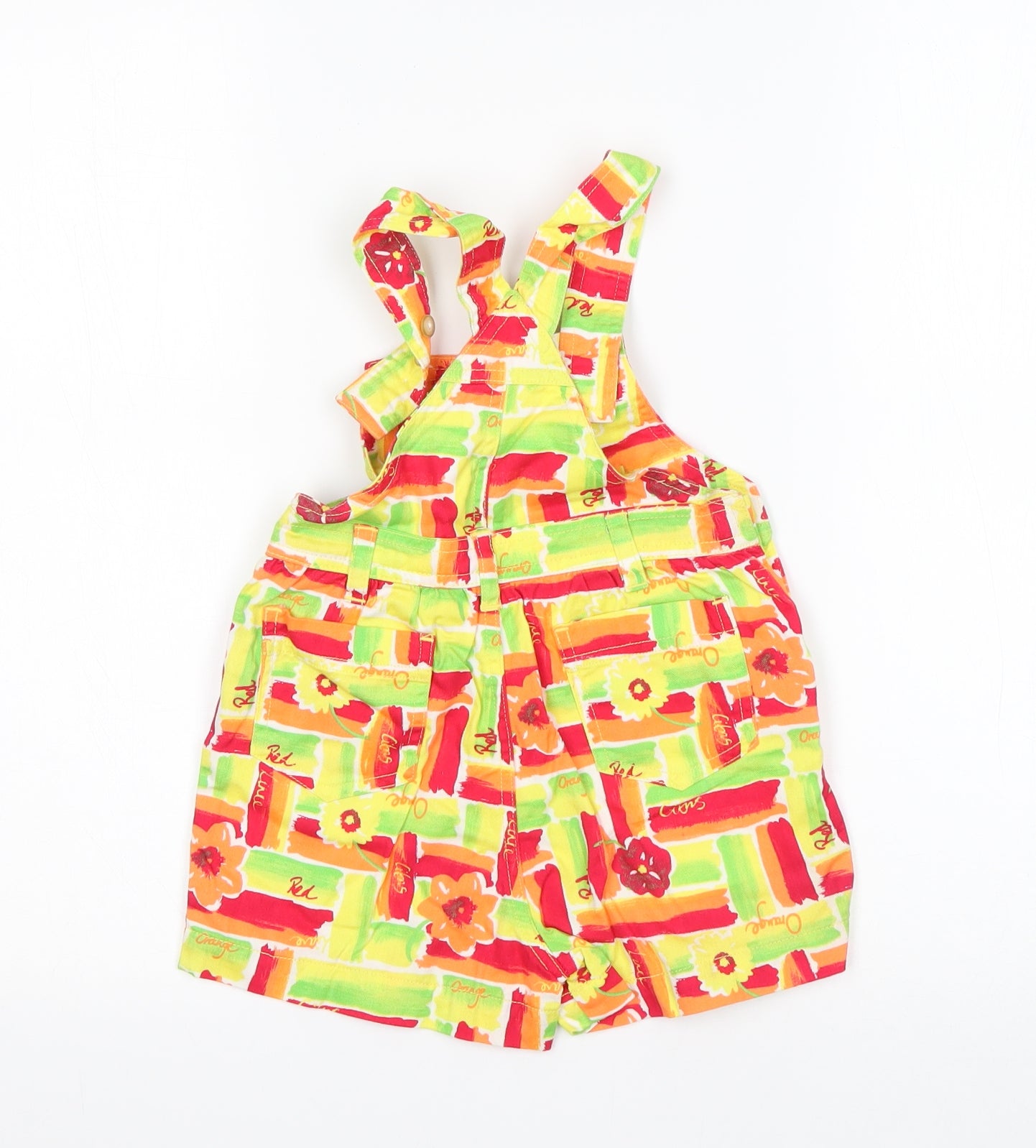 NEXT Girls Multicoloured Floral Cotton Dungaree One-Piece Size 2-3 Years