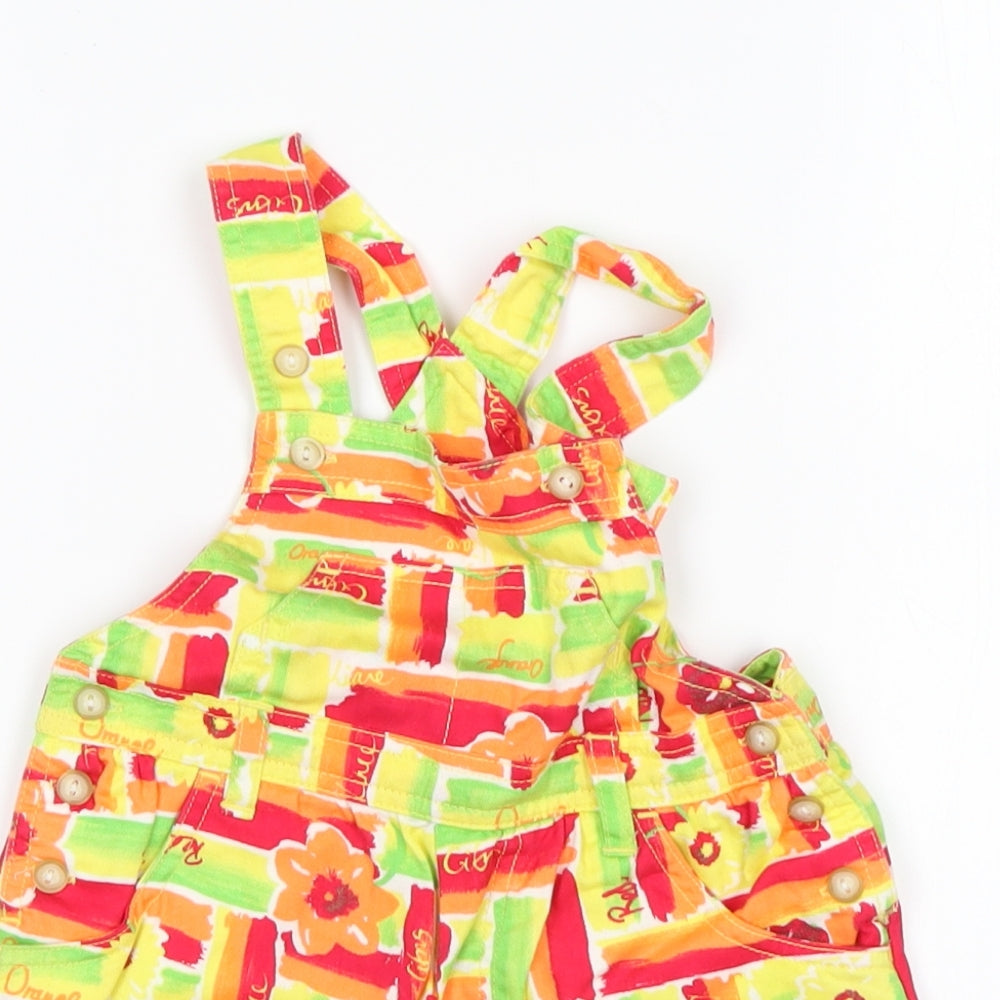 NEXT Girls Multicoloured Floral Cotton Dungaree One-Piece Size 2-3 Years