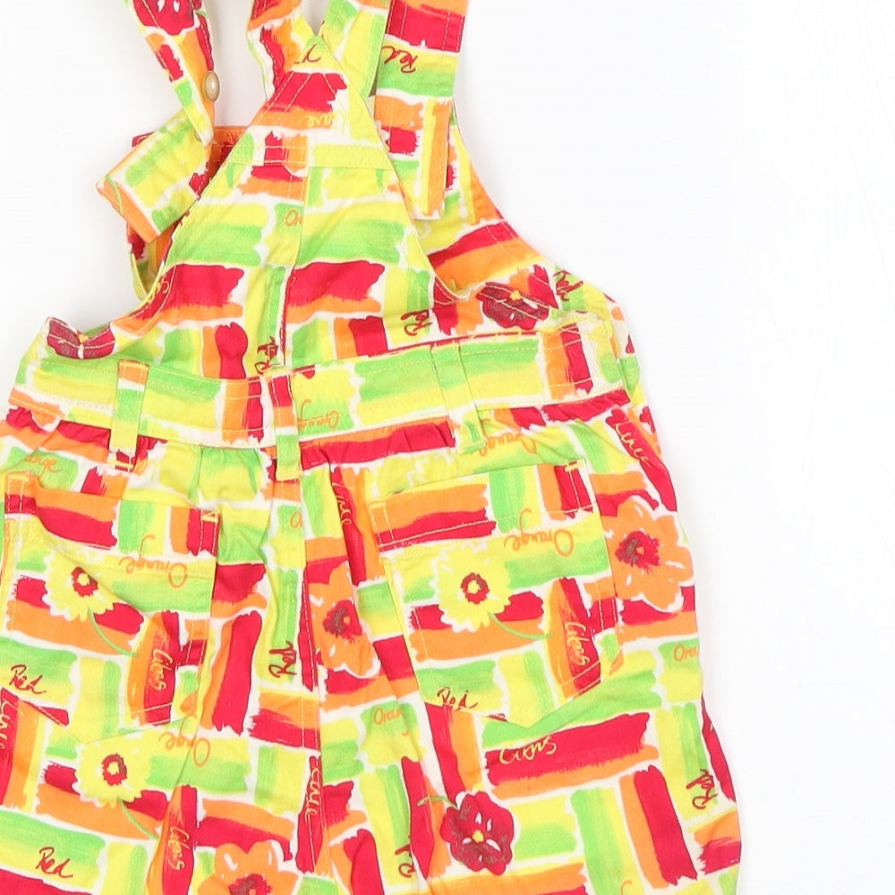 NEXT Girls Multicoloured Floral Cotton Dungaree One-Piece Size 2-3 Years