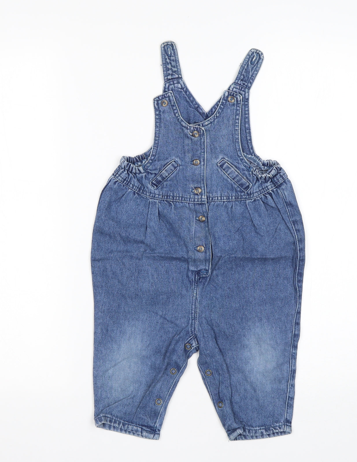 Mothercare Boys Blue  Cotton Dungaree One-Piece Size 9-12 Months