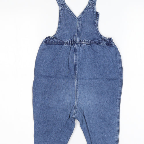 Mothercare Boys Blue  Cotton Dungaree One-Piece Size 9-12 Months