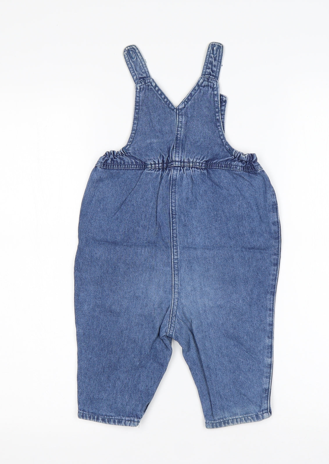 Mothercare Boys Blue  Cotton Dungaree One-Piece Size 9-12 Months