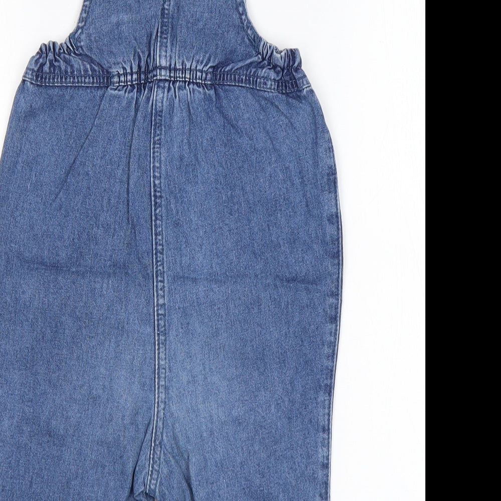 Mothercare Boys Blue  Cotton Dungaree One-Piece Size 9-12 Months