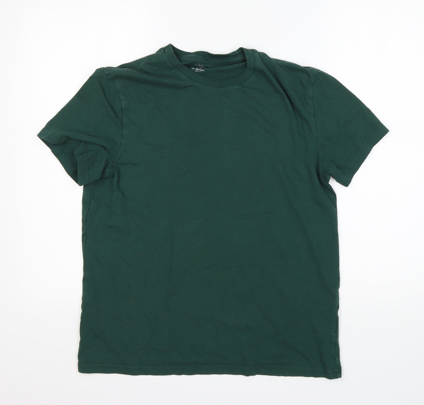 H&M Womens Green  Cotton Basic T-Shirt Size M Round Neck