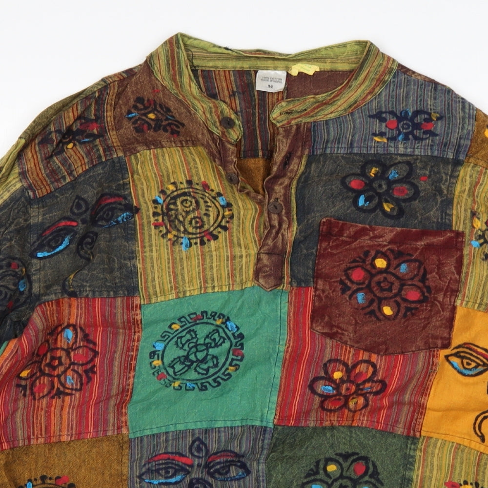Preworn Mens Multicoloured  Cotton  T-Shirt Size M Round Neck