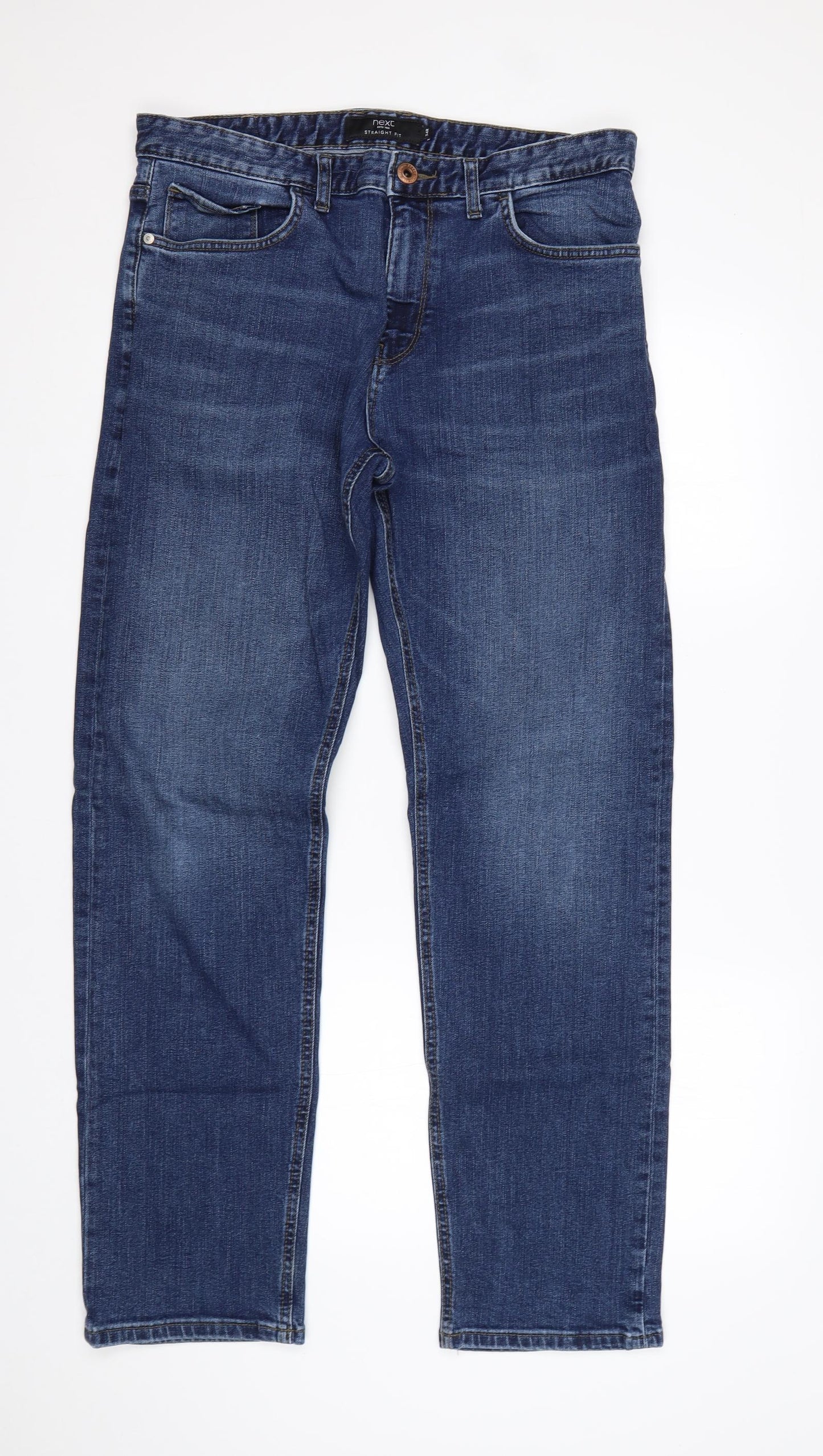 NEXT Mens Blue  Cotton Straight Jeans Size 34 L30 in Regular