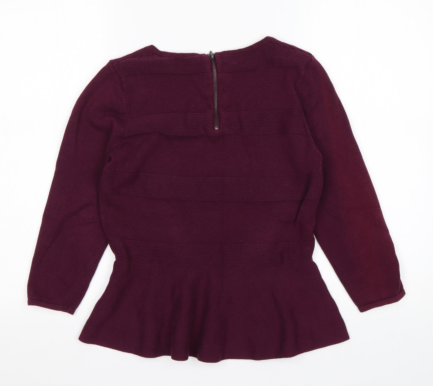 Oasis Womens Purple Round Neck  Cotton Pullover Jumper Size S