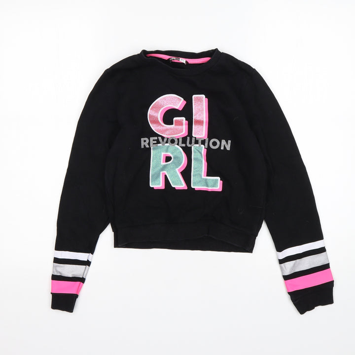 PEP&CO Girls Black Cotton Pullover Sweatshirt Size 10-11 Years