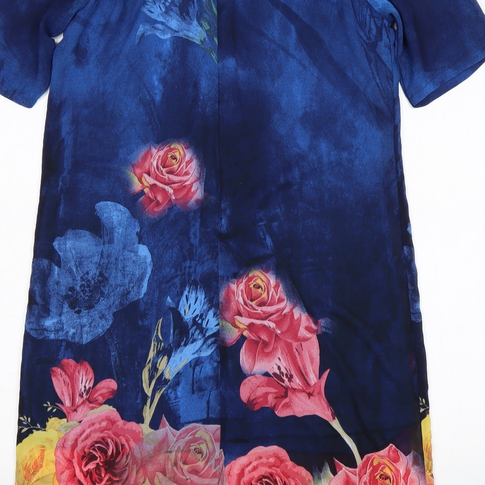 Fashion Womens Multicoloured Floral  A-Line  Size 2XL  Round Neck