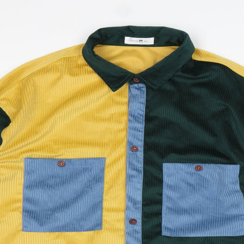 ChArmkp Mens Multicoloured Colourblock Polyester  Button-Up Size 2XL Collared
