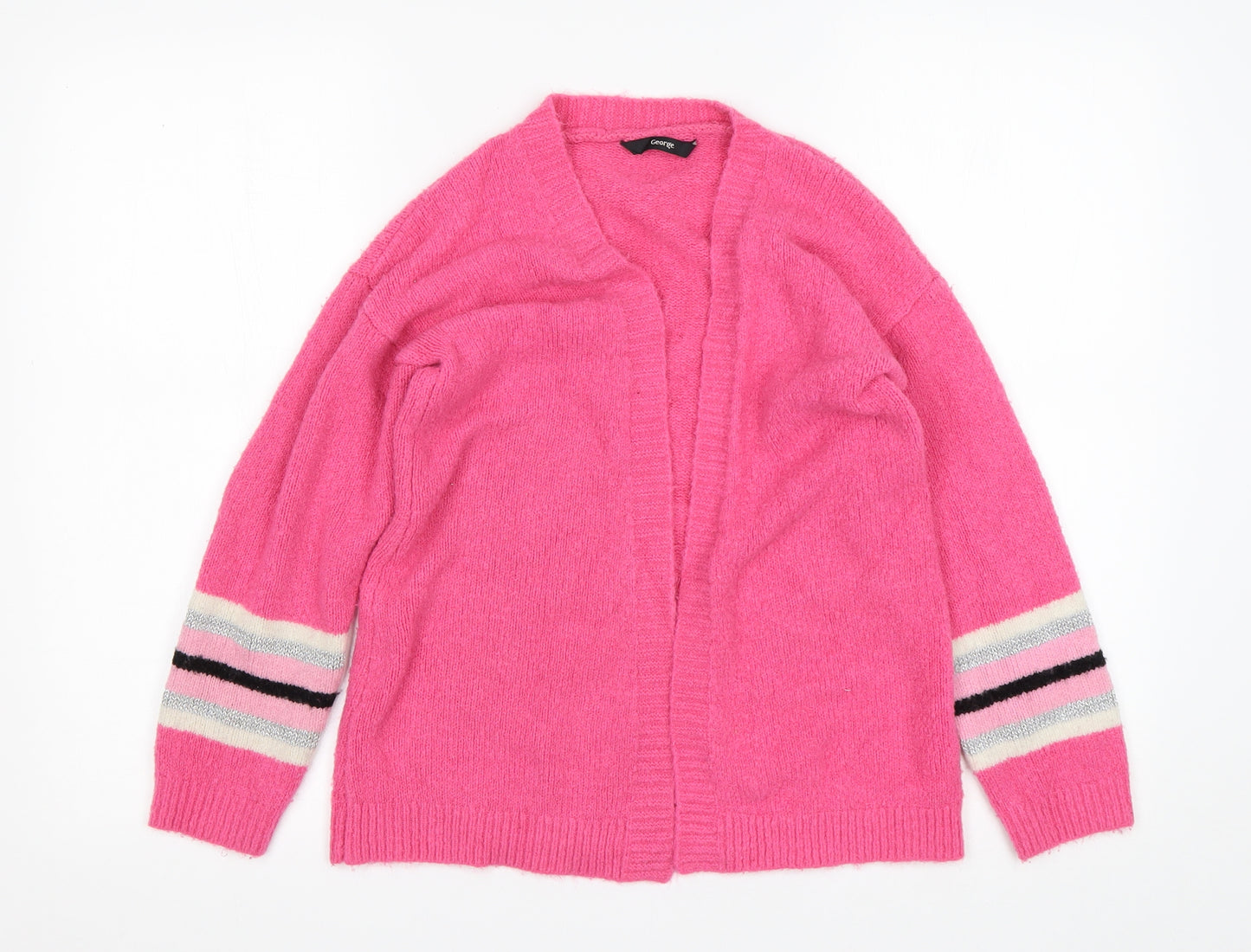 George Girls Pink V-Neck  Acrylic Cardigan Jumper Size 9-10 Years
