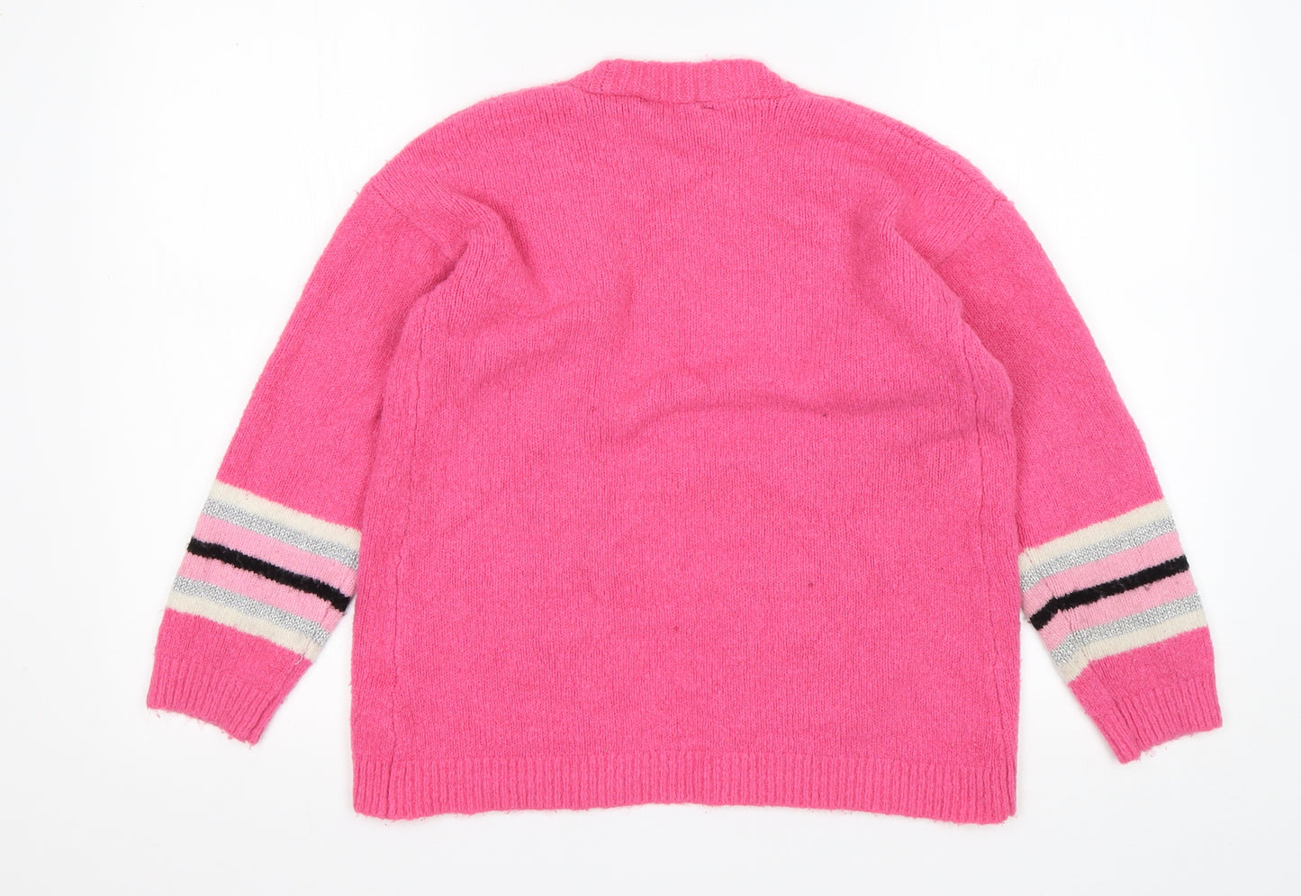 George Girls Pink V-Neck  Acrylic Cardigan Jumper Size 9-10 Years
