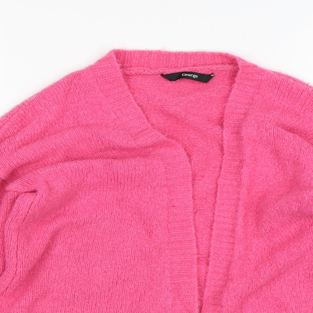 George Girls Pink V-Neck  Acrylic Cardigan Jumper Size 9-10 Years