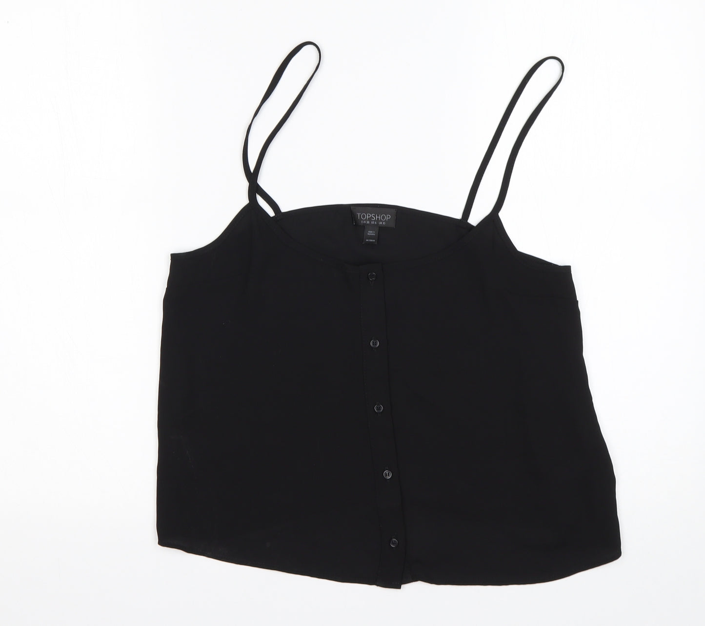 Topshop Womens Black  Polyester Basic Tank Size 10 Round Neck