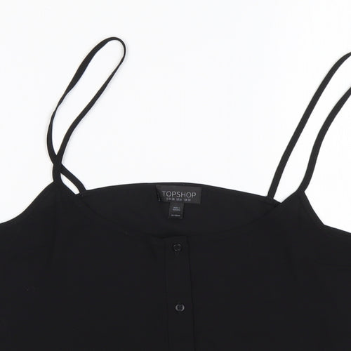 Topshop Womens Black  Polyester Basic Tank Size 10 Round Neck