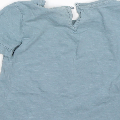 TU Girls Green  Cotton Basic T-Shirt Size 3-4 Years Round Neck