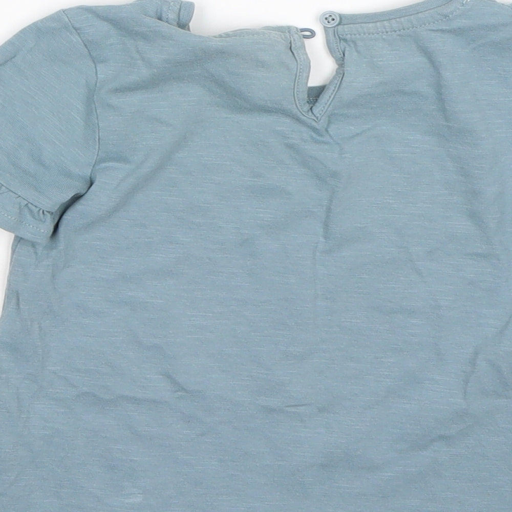 TU Girls Green  Cotton Basic T-Shirt Size 3-4 Years Round Neck