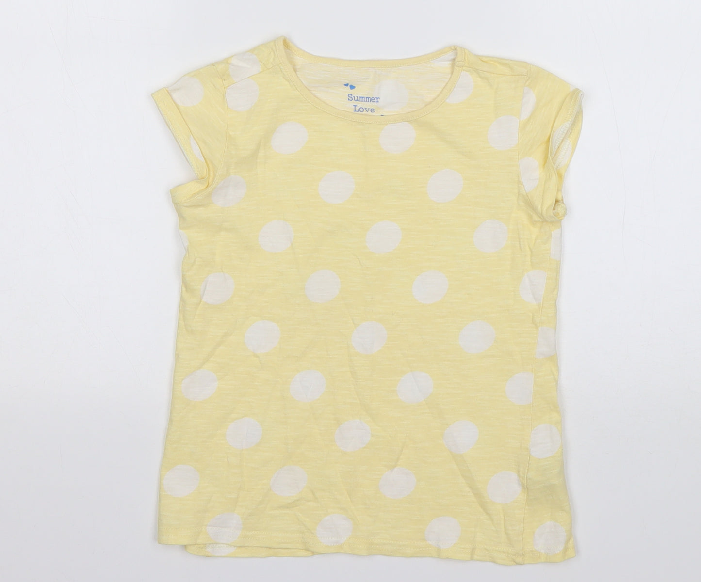 Matalan Girls Multicoloured Polka Dot Cotton Basic T-Shirt Size 8-9 Years Round Neck