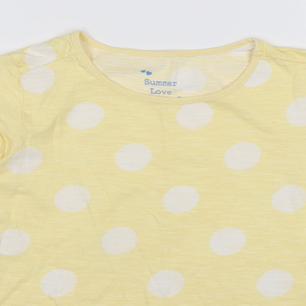 Matalan Girls Multicoloured Polka Dot Cotton Basic T-Shirt Size 8-9 Years Round Neck