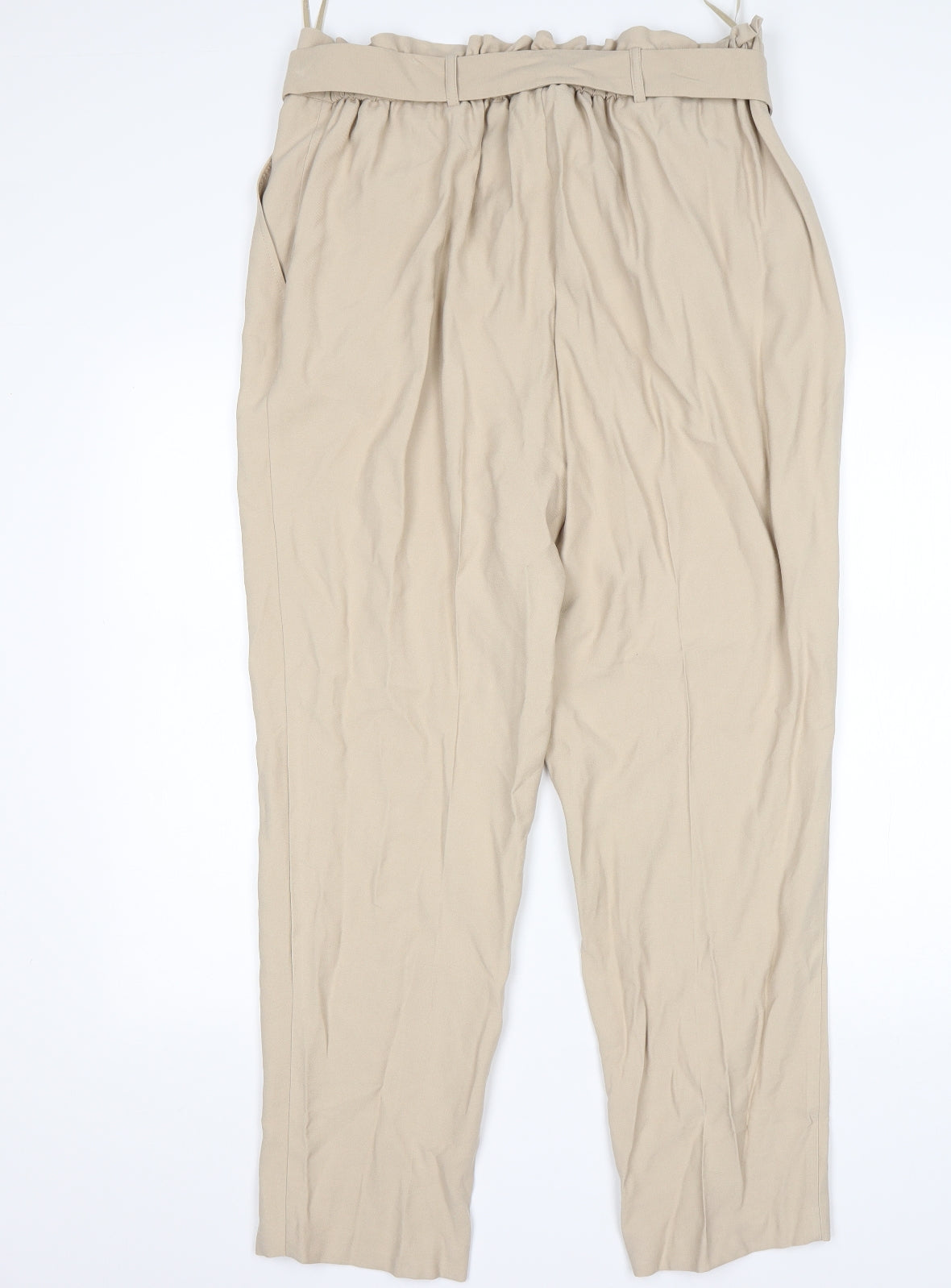 F&F Womens Beige  Viscose Chino Trousers Size 16 L27 in Regular