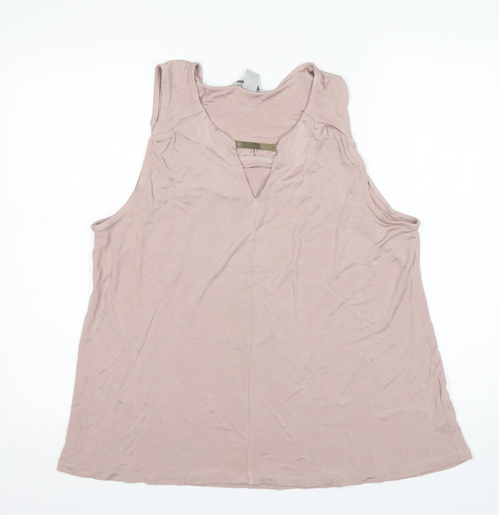 H&M Womens Pink  Viscose Basic Blouse Size L V-Neck