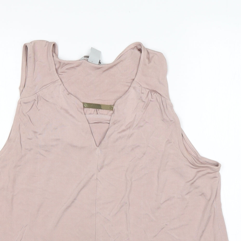 H&M Womens Pink  Viscose Basic Blouse Size L V-Neck