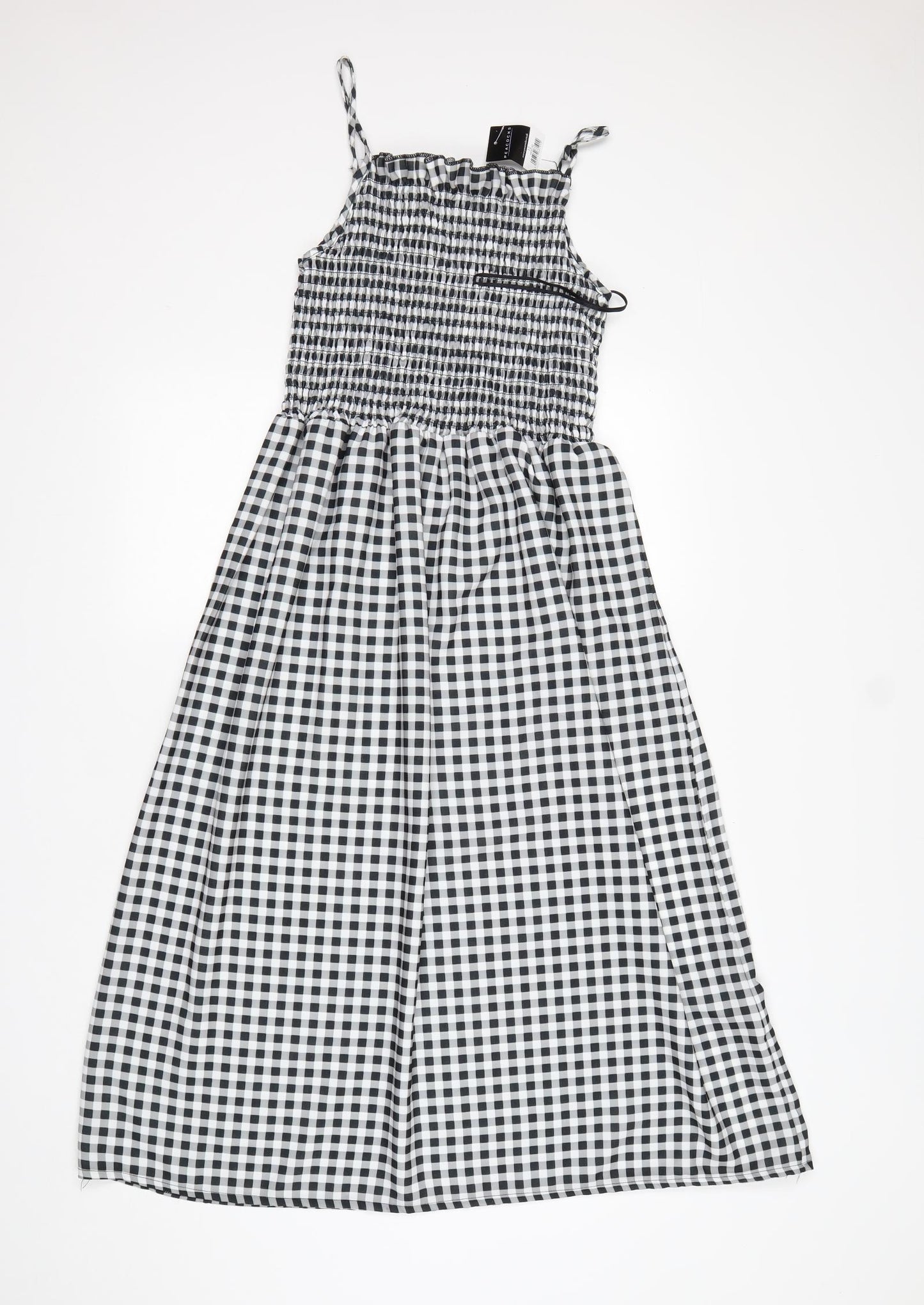Peacocks Womens Multicoloured Check Polyester Fit & Flare  Size 12  Square Neck