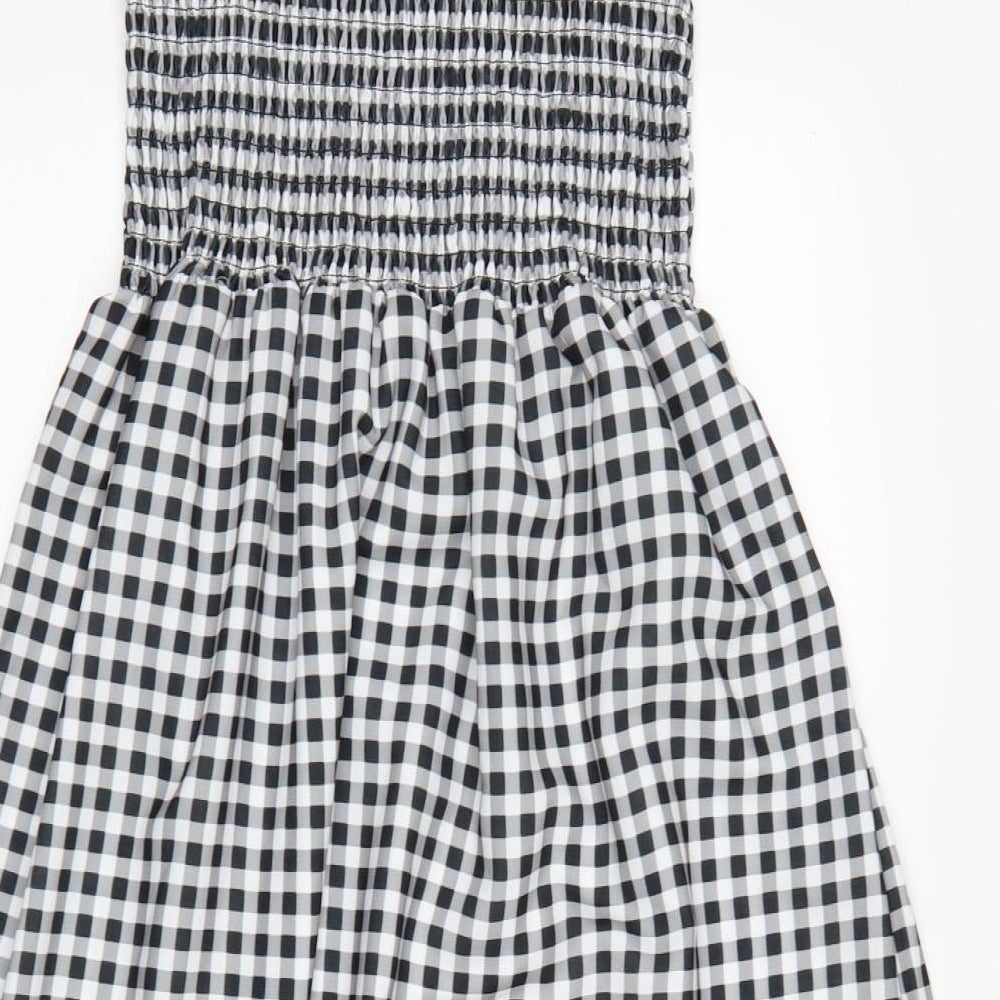 Peacocks Womens Multicoloured Check Polyester Fit & Flare  Size 12  Square Neck