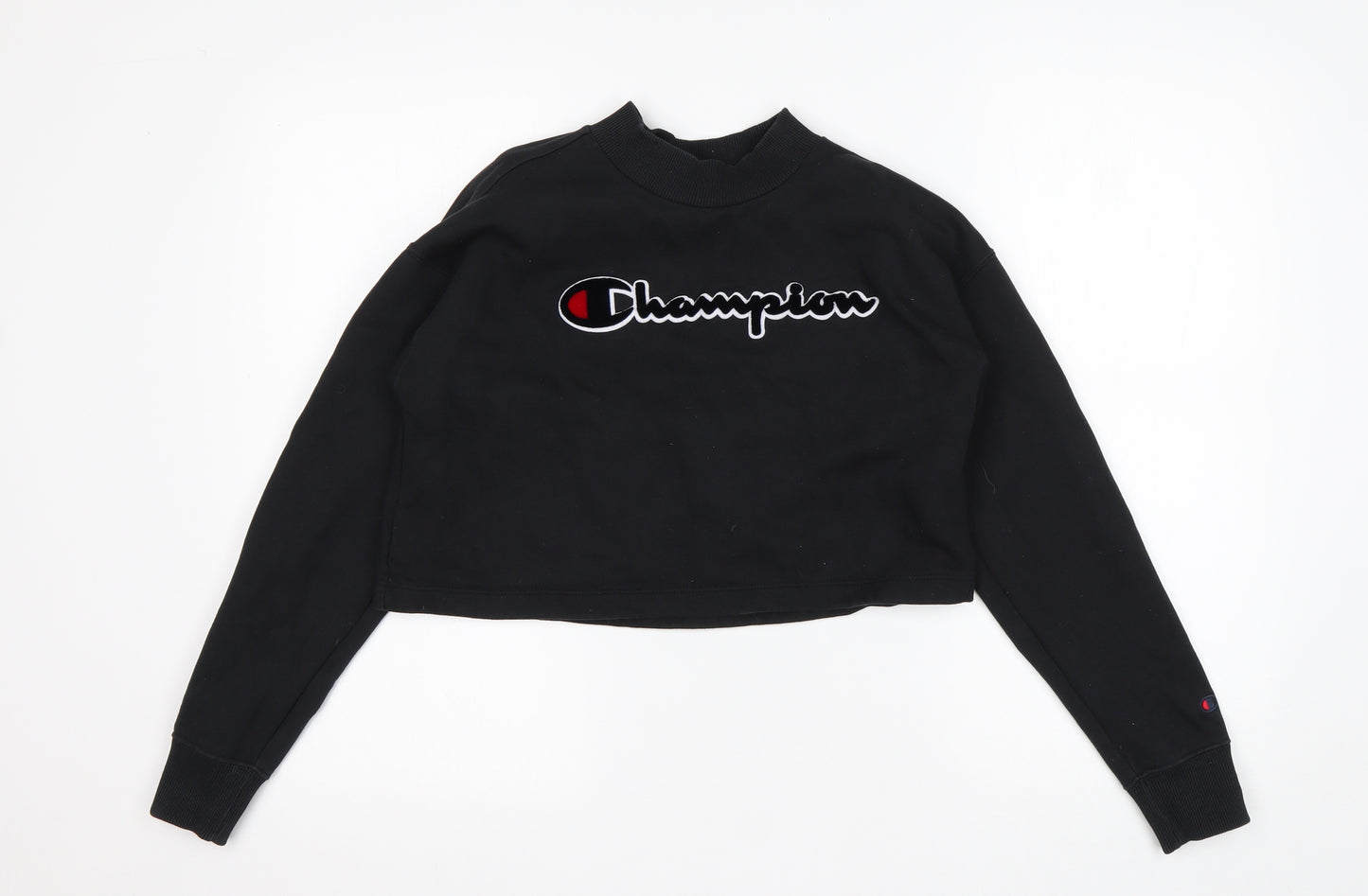 Champion Womens Black  Cotton Pullover Sweatshirt Size XS   - Cropped